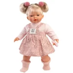 Olcsóbb Llorens Roberta 33 cm-es síró baba cumival pöttyös ruhában