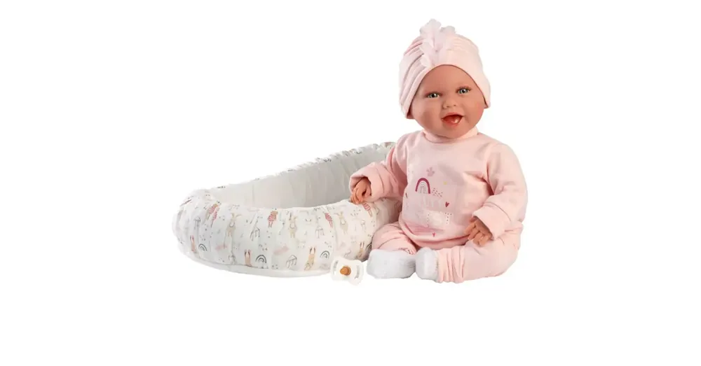 Llorens Mimi 42 cm-es mosolygós baba cumival és babafészekkel Outlet