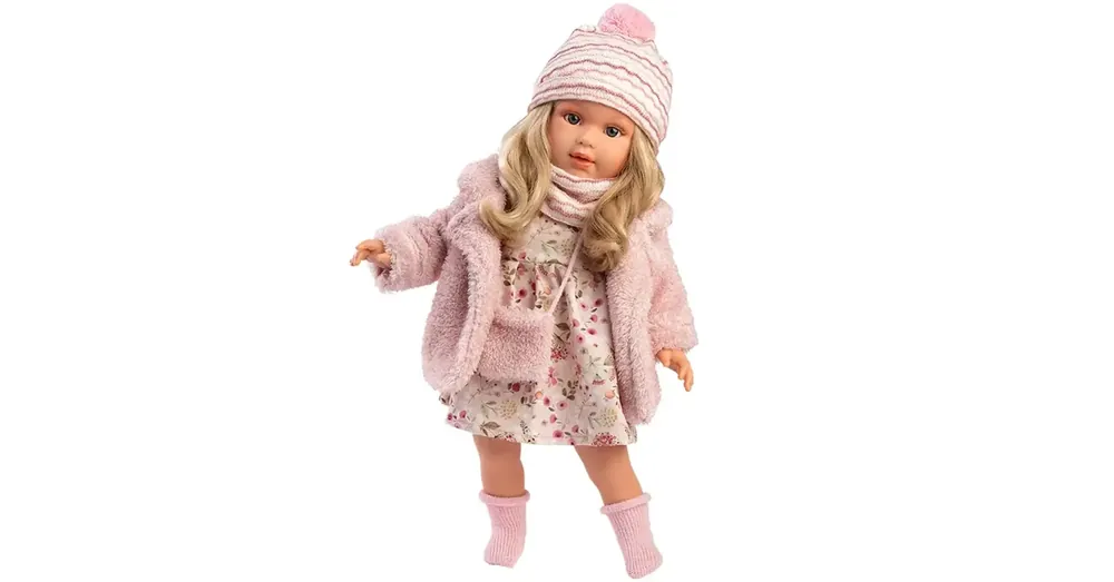 Azonnal elérhető Llorens Lucia 40 cm-es baba virágos ruhában ridiküllel
