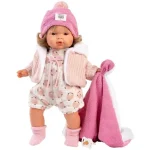 Kihagyhatatlan ajánlat Llorens Lola 38 cm-es síró baba cumival rózsaszín takaróval