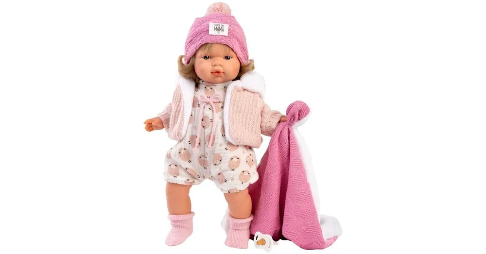 Kihagyhatatlan ajánlat Llorens Lola 38 cm-es síró baba cumival rózsaszín takaróval