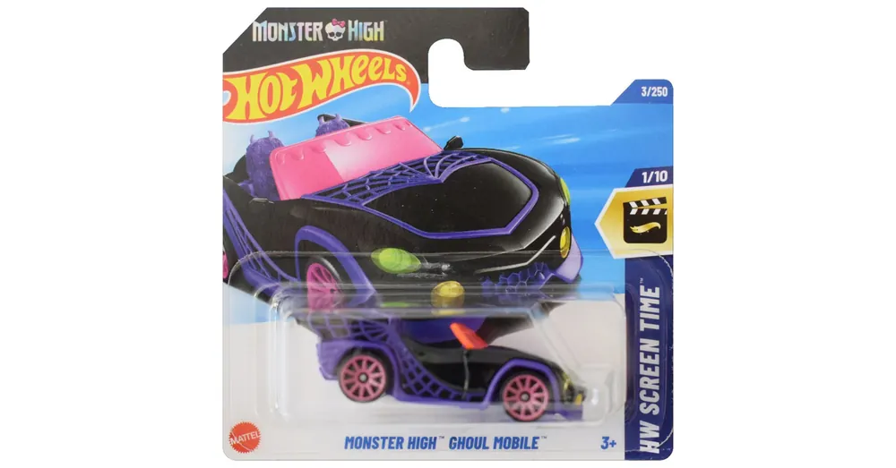 Alacsony ár Hot Wheels Monster High Ghoul Mobile lila-fekete kisautó 1/64 – Mattel
