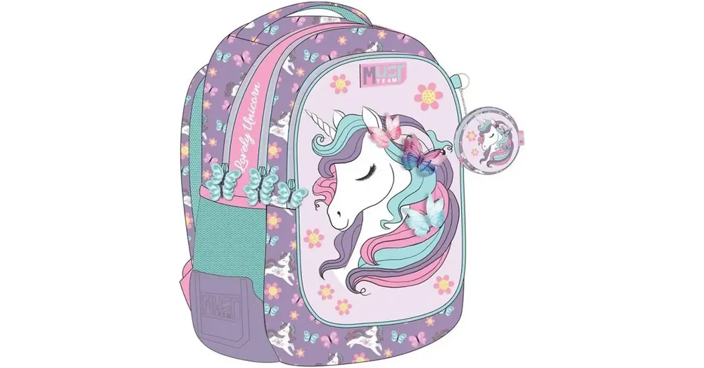 Luna Must Team Unikornis lekerekített 3 rekeszes iskolatáska, hátizsák 32×18×43 cm Gyors szállítás