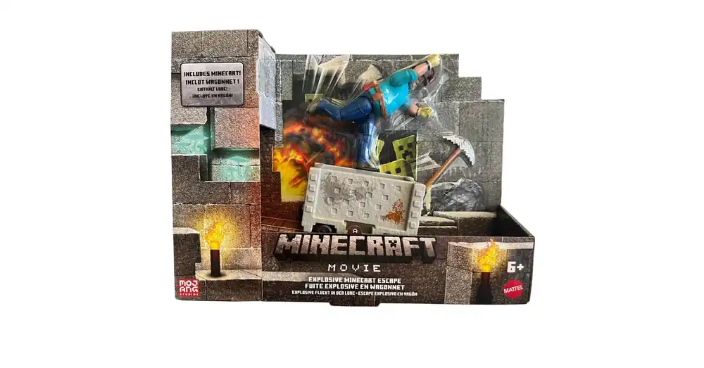 Újdonság Minecraft A Film – Steve és a bányakocsi játékszett – Mattel