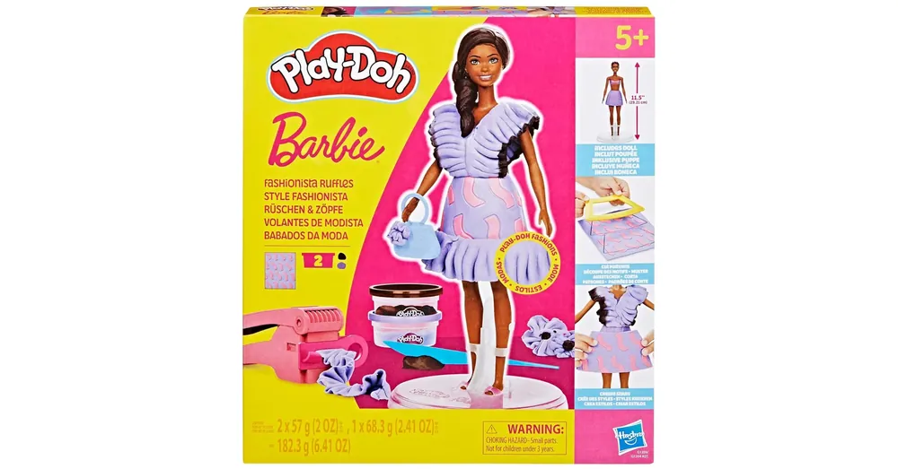 Csak ma Play-Doh Barbie Fashionista fodros ruhák gyurma szett babával – Hasbro