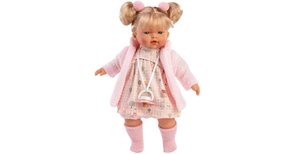 Llorens Roberta 33 cm-es baba cumival rózsaszín kardigánban Azonnal elérhető