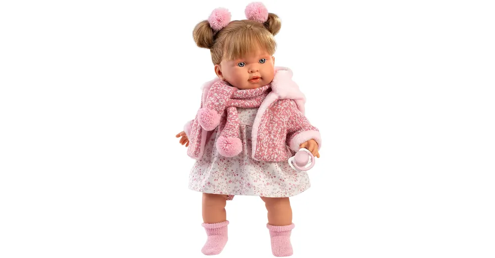 Kedvezmény Llorens Alexandra 42 cm-es síró baba cumival rózsaszín kabátban
