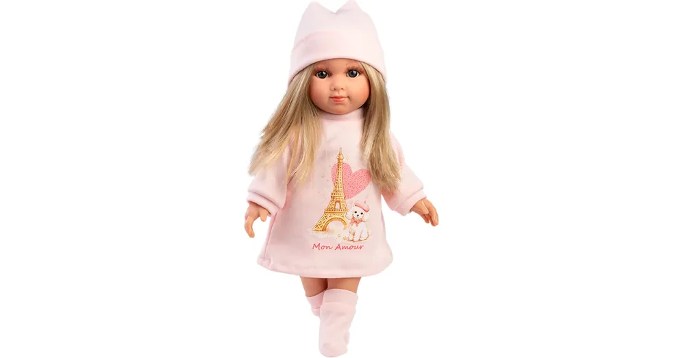 Llorens Elena 35 cm-es baba rózsaszín sapkában Expressz kézbesítés