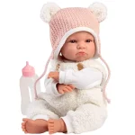 Végkiárusítás Llorens Lara 38 cm-es síró baba macifüles sapkában