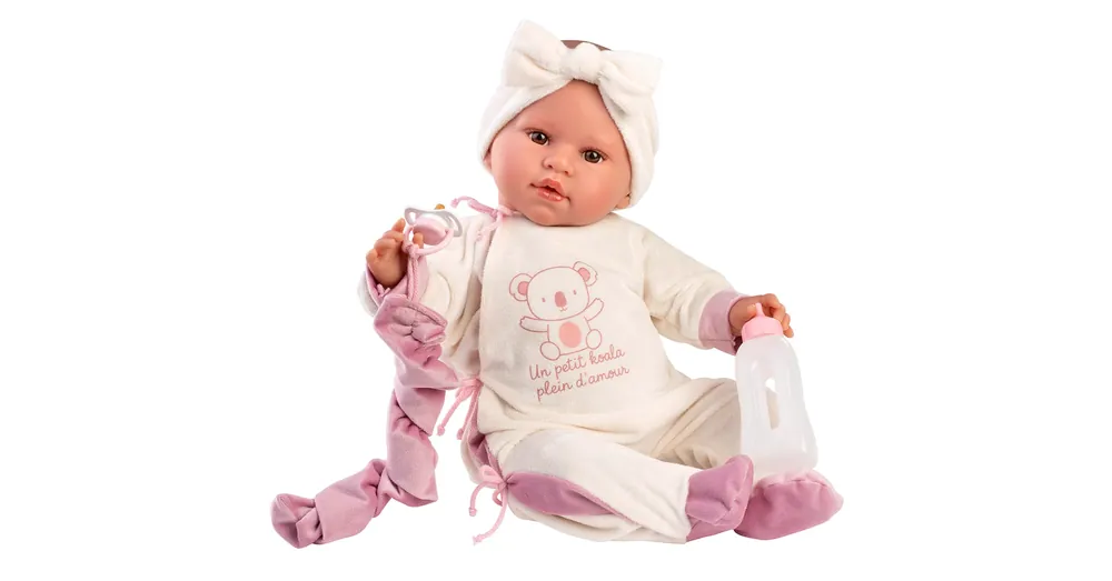 Llorens Lea 45 cm-es síró baba cumival koalás rugdalózóban Outlet