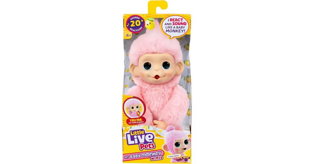 Outlet Little Live Pets Mini Maki Luna Lemon interaktív pink majom