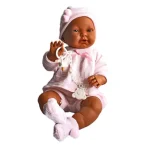 Kreol csecsemő baba rózsaszín ruhában 45 cm Azonnal elérhető
