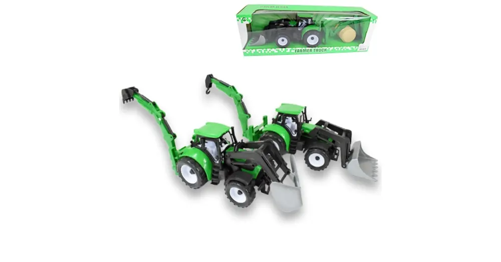 Farm traktor markolóval és szénabálával Biztonságos vásárlás