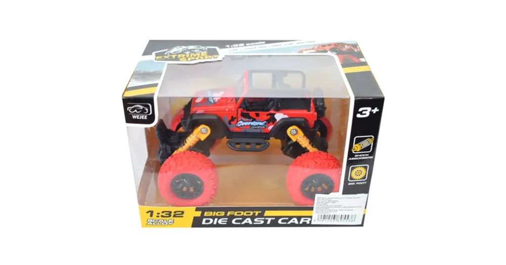 Off-Road hátrahúzós piros Jeep terepjáró 1/32 Vásárlói kedvenc