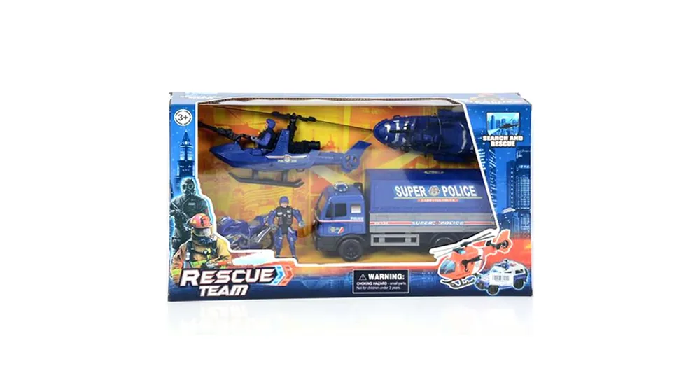 Végkiárusítás Rescue Team rendőrségi játék szett motorral