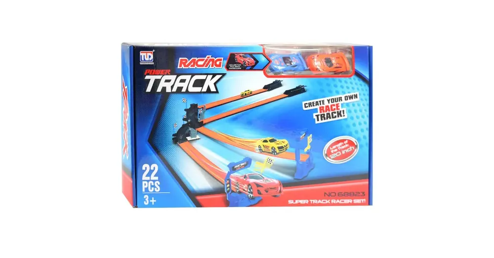 Ajánlat Speed Track 22 db-os versenypálya szett kereszteződéssel és 2 db hátrahúzható kisautóval 1/64
