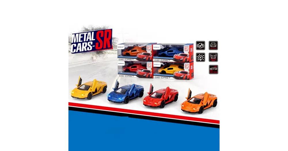 Fém hátrahúzós sportkocsi fénnyel és hanggal 1/43 Újdonság