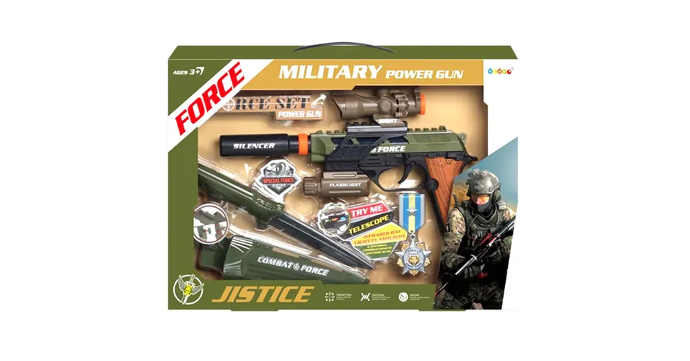 Military Force zöld katonai fegyver szett fénnyel és hanggal Akció