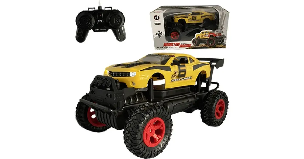 Alacsony ár RC Sárga Off-Road távirányítós Camaro izomautó fénnyel 27 MHz 1/14