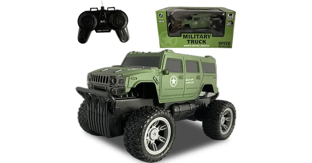 Exkluzív ajánlat RC Off-Road Military távirányítós katonai Hummer fénnyel 27 MHz 22 cm 1/16-os méretarány