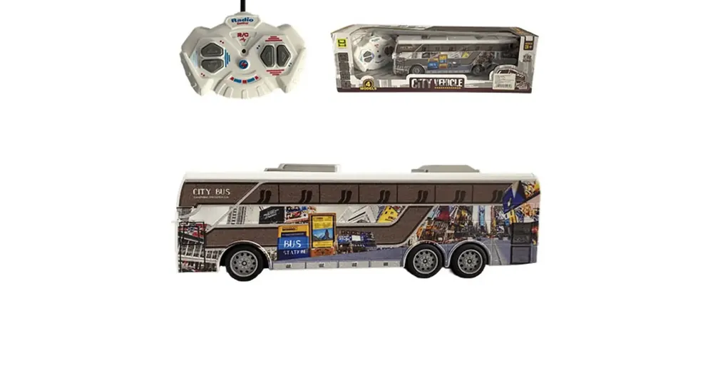 Olcsóbb RC Távirányítós City Busz fénnyel 27MHz 1/32