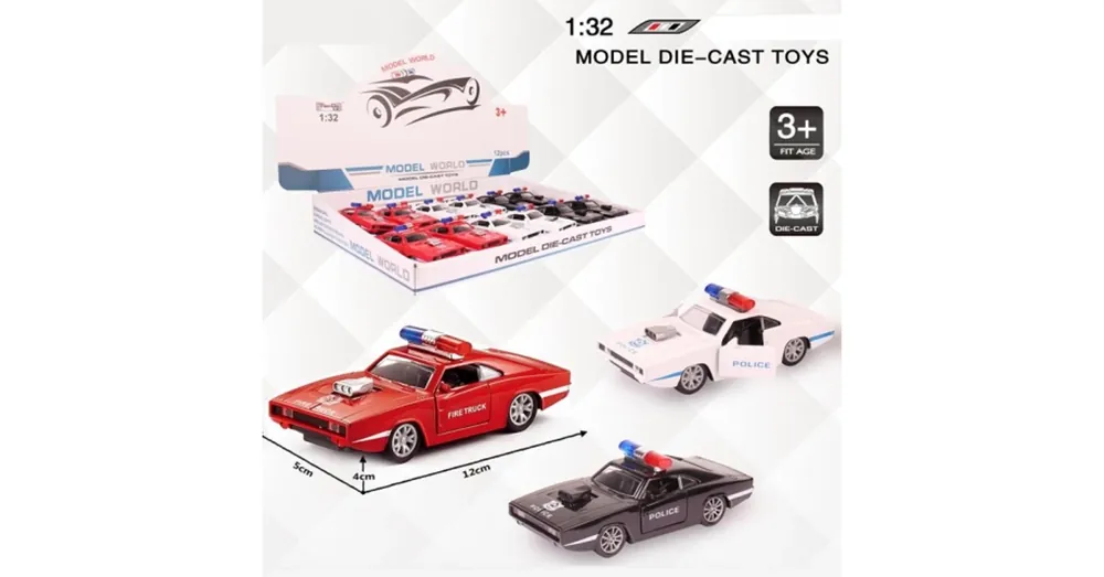 Olcsóbb Muscle Car rendőrségi hátrahúzható fém autómodell több változatban 1/32