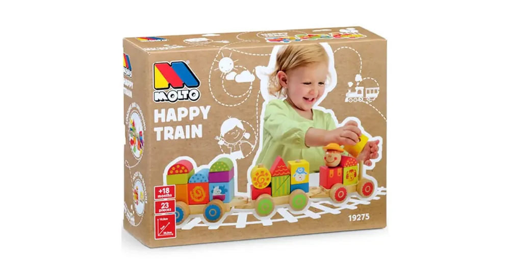 Árcsökkenés Molto Nature Happy Train fa vonat építőelemekkel játékszett