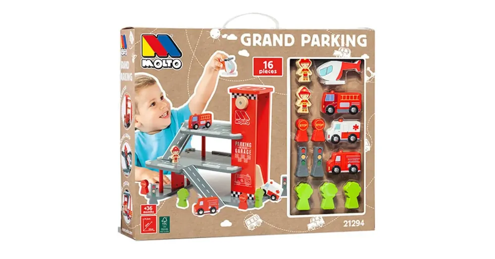 Legkelendőbb Molto Nature Grand Parking fa pakolóház játékszett