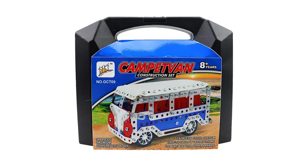 Campervan busz modell fém építőjáték 348 db-os szett bőröndben Azonnali szállítás
