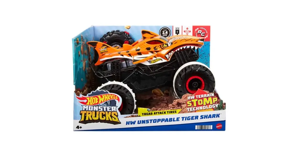 Exkluzív ajánlat Hot Wheels Monster Trucks távirányítós terepmászó Tiger Shark járgány 1 15 – Mattel