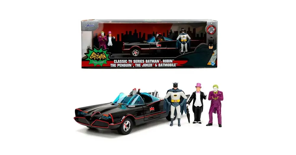 Vedd meg most Batman 1966 Classic Batmobil fém prémium autómodell 4 db akciófigurával 1/24-es méretarány