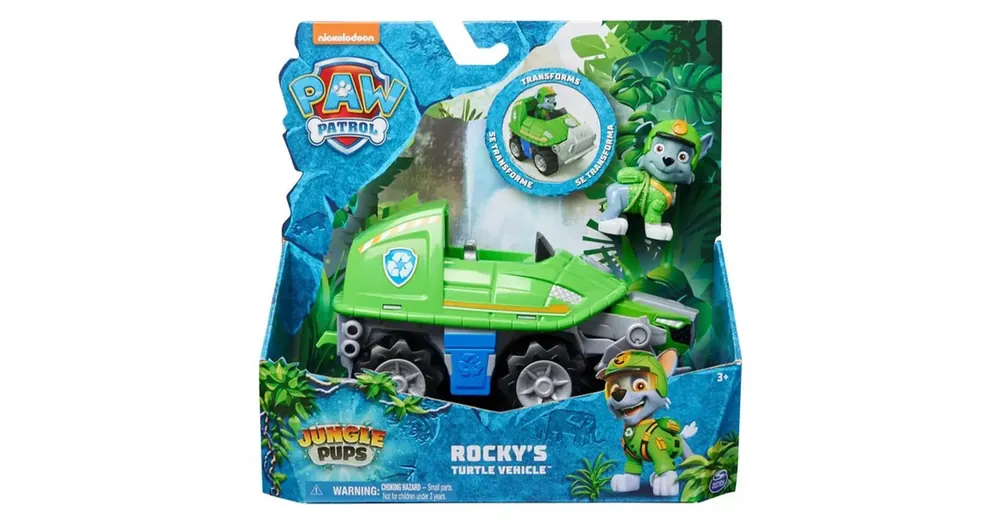 Mancs Őrjárat Jungle Pups Rocky minifigura teknős járművel – Spin Master Újdonság