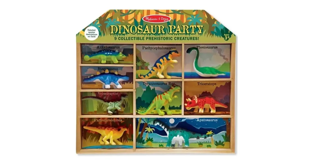 Azonnali szállítás Dinoszauruszok 9 db-os készlet fa tárolóban – Melissa Doug