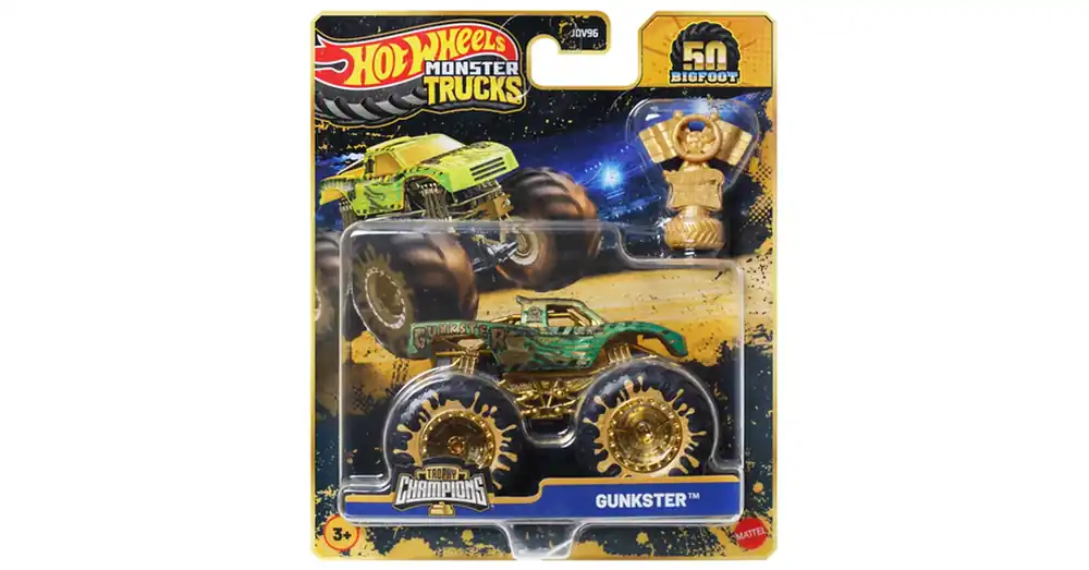 Hot Wheels Monster Trucks Gunkster bajnok kisautó serleggel 1/64 – Mattel Biztonságos fizetés