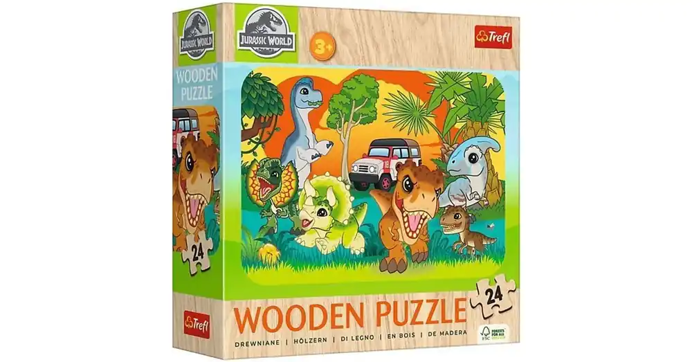 Akciós ár Jurassic World Ismerkedj a dinókkal 24 db-os fa puzzle – Trefl