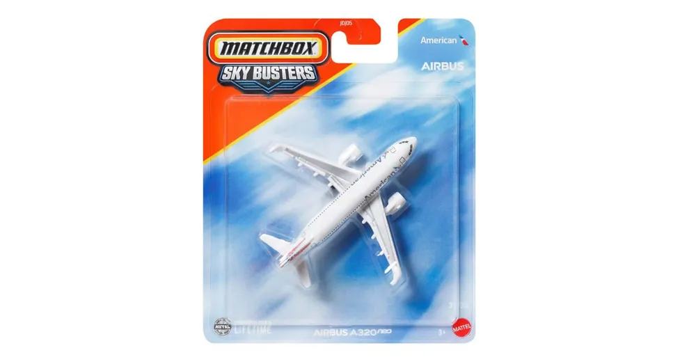 Matchbox Sky Busters Airbus A320 repülő modell 1/64 – Mattel Prémium