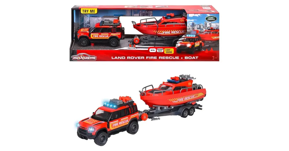 Ne maradj le Majorette Land Rover tűzoltó autó hajóval fény és hangeffektekkel 33 cm – Simba Toys
