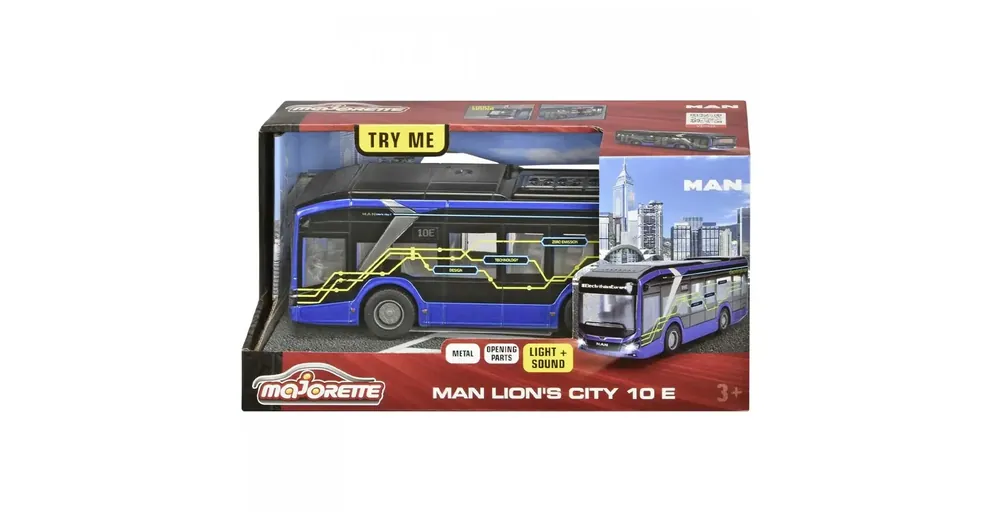 Majorette MAN Lion‘s City 10E busz fénnyel és hanggal – Simba Toys Azonnali szállítás