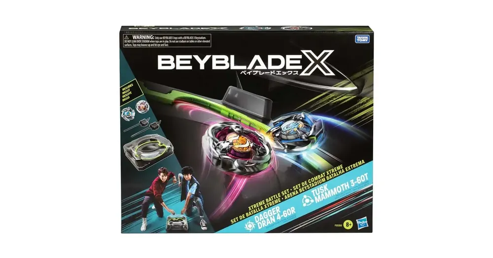 Beyblade X Xtreme Battle aréna szett kilövővel és Dagger Dran és Tusk Mammoth pörgettyűvel – Hasbro Különleges ajánlat