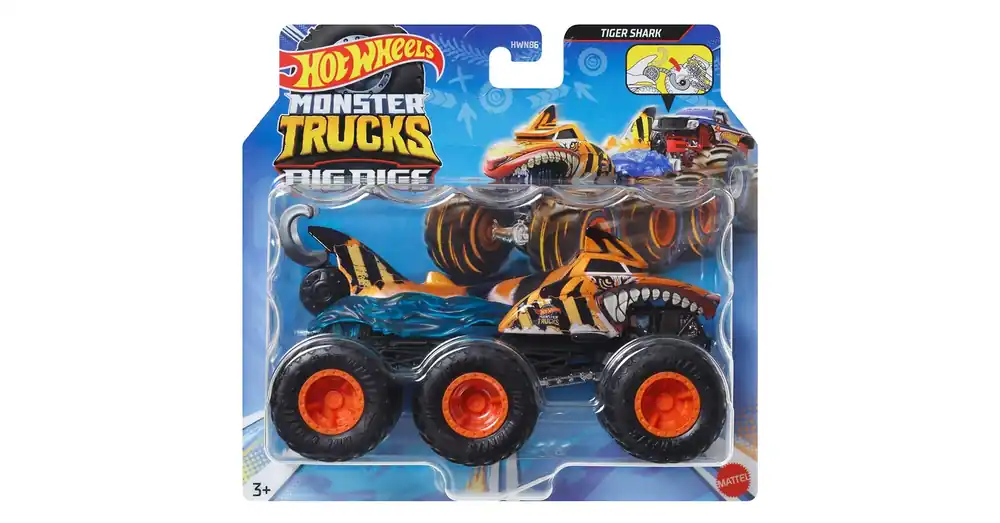 Szezonális akció Hot Wheels Monster Trucks Big Rigs hatkerekű Tiger Shark vontató járgány 1 64 – Mattel