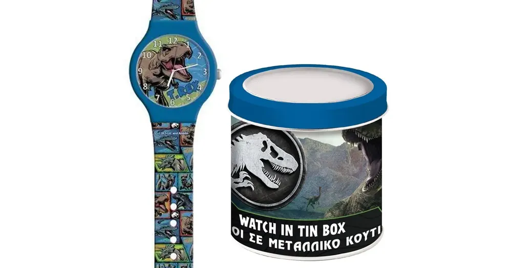 Luna Jurassic World dinós analóg karóra fém díszdobozban Expressz szállítás