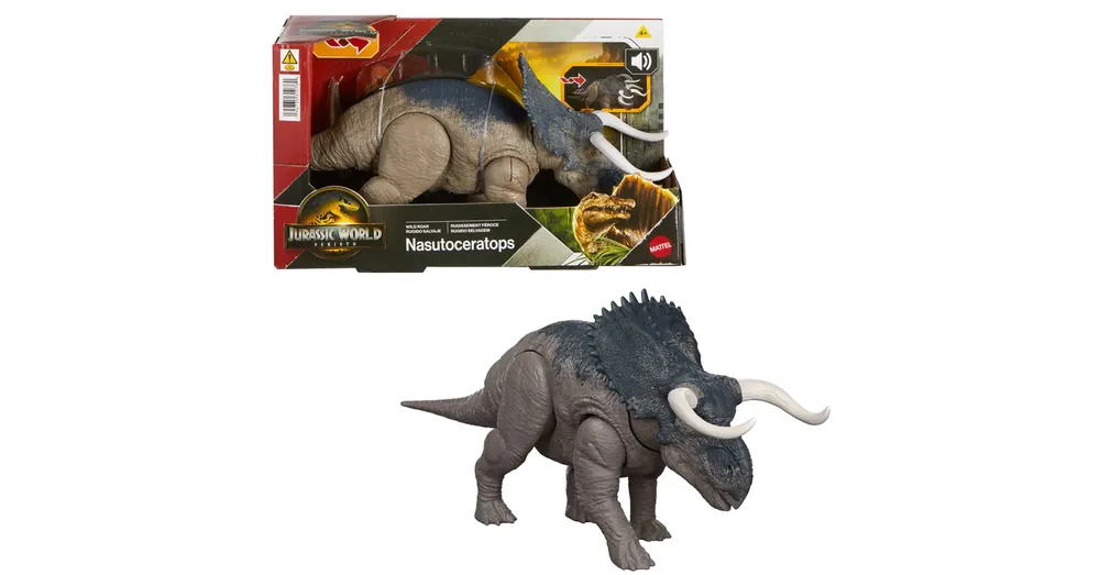 Jurassic World Újjászületés Wild Roar Nasutoceratops támadó dinoszaurusz figura – Mattel Szuper akció