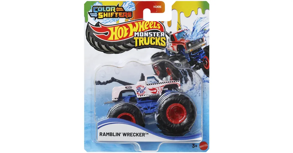 Expressz szállítás Hot Wheels Monster Trucks Ramblin‘ Wrecker színváltós autó 1/64 – Mattel