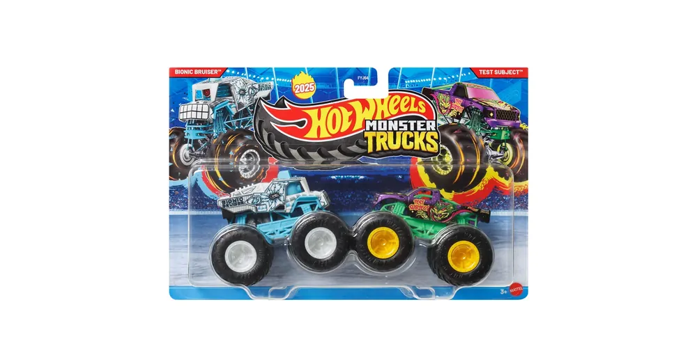 Legnépszerűbb Hot Wheels Monster Trucks Bionic Bruiser vs Test Subject kisautó 2 db-os csomag 1/64 – Mattel