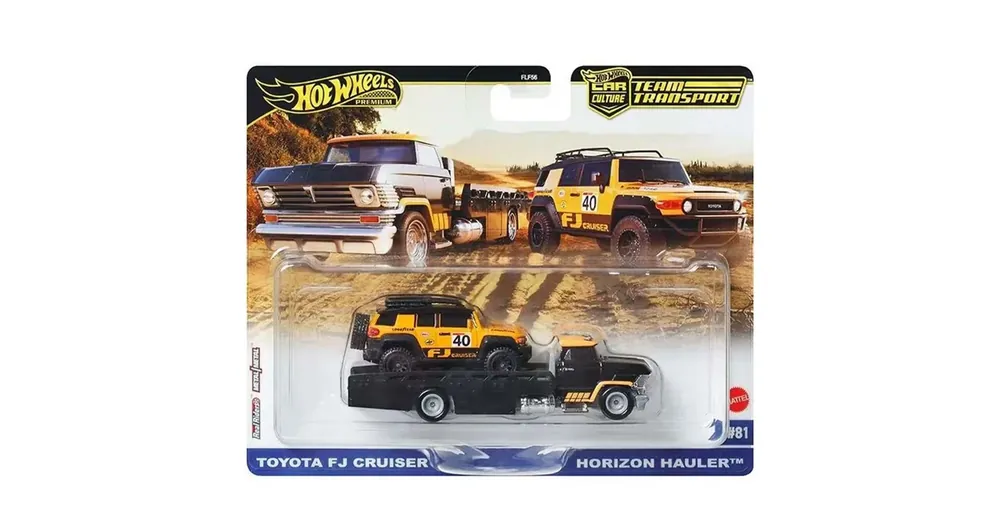 Biztonságos fizetés Hot Wheels Horizon Hauler Prémium autószállító és Toyota FJ Cruiser kisautó 1/64 – Mattel