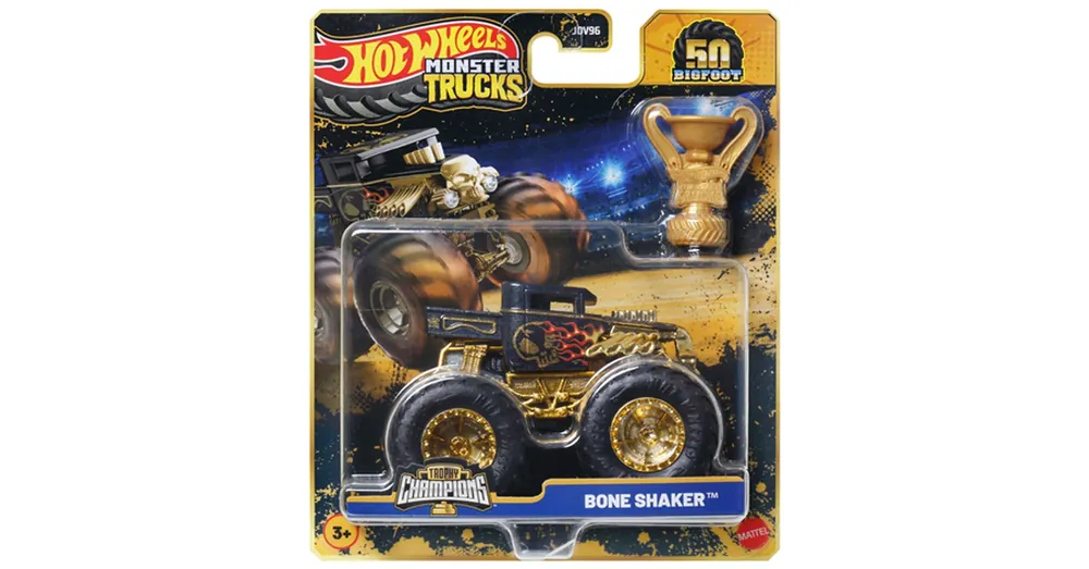Hot Wheels Monster Trucks Bone Shaker bajnok kisautó serleggel 1/64 – Mattel Újdonság