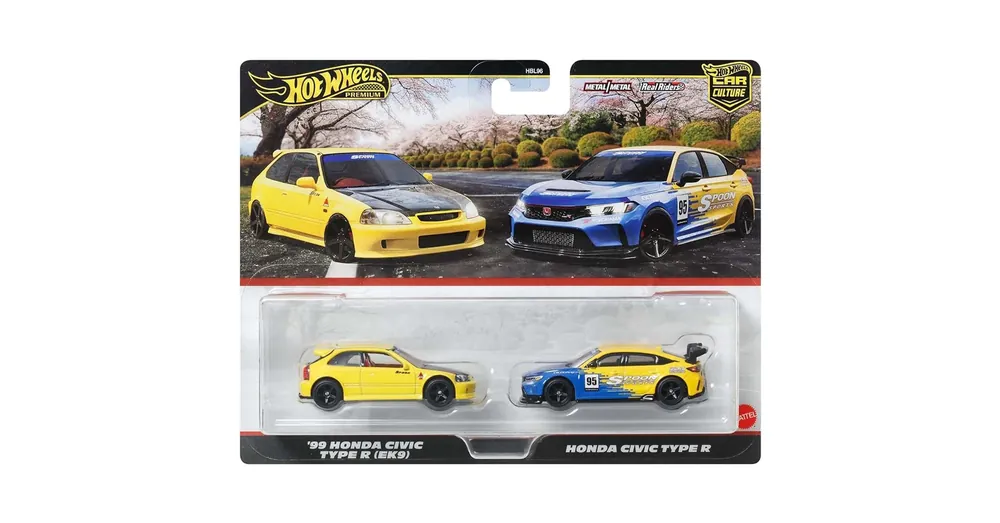 Expressz szállítás Hot Wheels Deluxe kisautó 2 db-os csomag ‘99 Honda Civic Type R (EK9) és Honda Civic Type R – Mattel