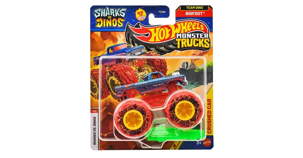 Hot Wheels Monster Trucks Sharks vs Dinos Bigfoot 4×4x4 kisautó 1/64 – Mattel Népszerű