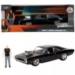 Árcsökkenés Halálos iramban 1970 Dodge Charger fém autómodell Dom figurával 1/24 – Simba Toys