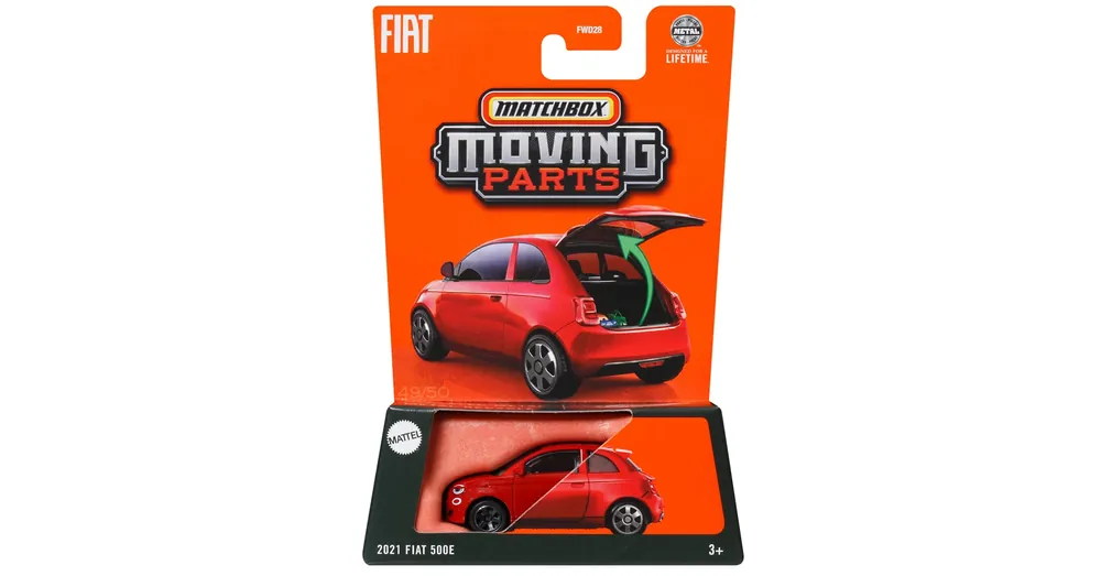 Azonnali szállítás Matchbox Moving Parts – Nyitható kisautó 2021 Fiat 500E 1/64 – Mattel